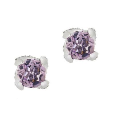 Sterling Silver 3.7ct. TGW Amethyst and CZ Stud Earrings