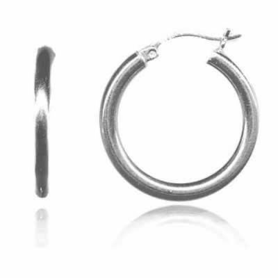 Sterling Silver 3x25mm Basic Hoop Earrings