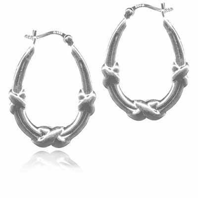 Sterling Silver X and Bar Hoop Earrings