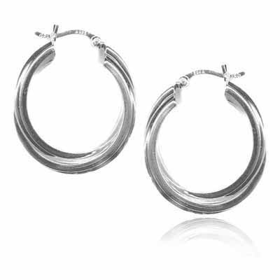 Sterling Silver Twisted Hoop Earrings, 25mm