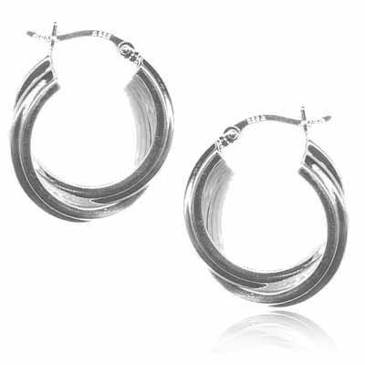 Sterling Silver Double Intertwined Hoop Earrings