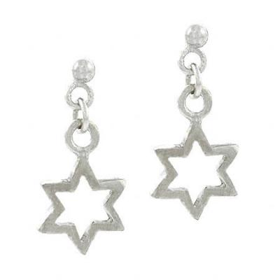 Sterling Silver Star of David Mini Dangle Earrings