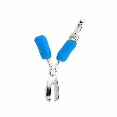 Sterling Silver Light Blue Garden Shears Charm