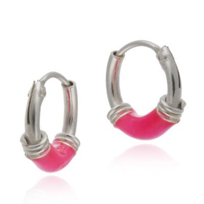Sterling Silver Pink Enamel Mini Earrings