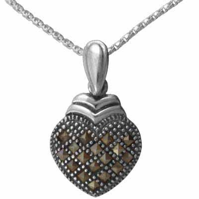 Sterling Silver Marcasite Heart Pendant