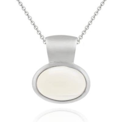 Sterling Silver Bezel set Genuine Mother of Pearl Slide/Pendant
