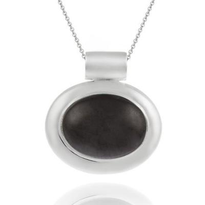 Sterling Silver Bold polished Hematite Slide/Pendant