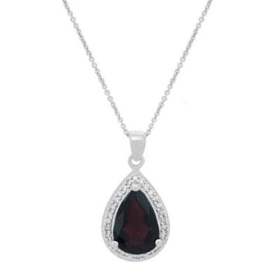 Sterling Silver 6ct Garnet & CZ Teardrop Pendant