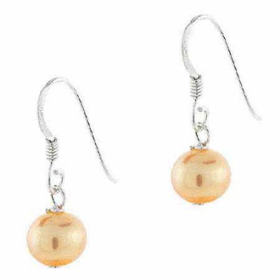 Sterling Silver Freshwater Cultured Peach Pearl Earrings