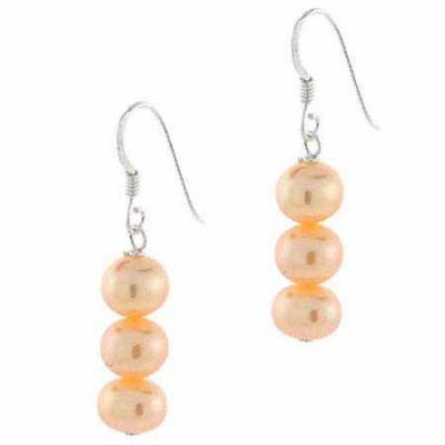 Genuine Freshwater Peach Pearl Earrings