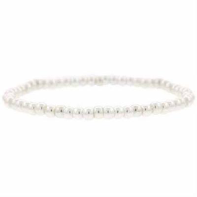 4mm Created White Pearl Beaded Stretch Bracelet