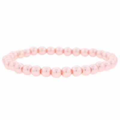 Created Pink Pearl 6mm Beaded Stretch Bracelet