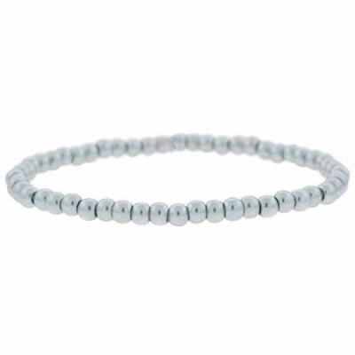 Created Gray Pearl 4mm Bead Beaded Stretch Bracelet