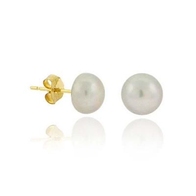 14K Gold Freshwater Cultured Gray 6-6.5mm Pearl Stud Earrings