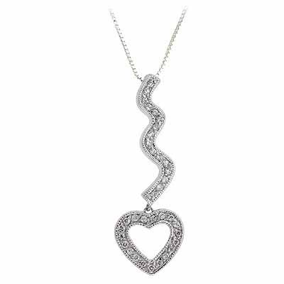 Sterling Silver CZ Swirl Open Heart Slide Pendant