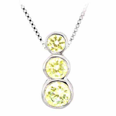 Sterling Silver Past Present and Future Yellow Cubic Zirconia Pendant
