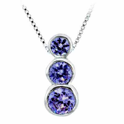 Sterling Silver Past Present and Future Simulated Tanzanite CZ Pendant