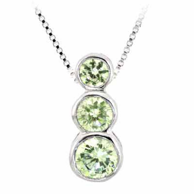 Sterling Silver Past Present and Future Light Green Cubic Zirconia Pendant