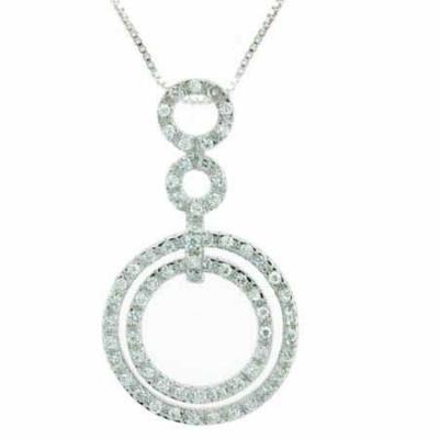 Sterling Silver CZ Double Circle Eternity Celebrity-Inspired Pendant