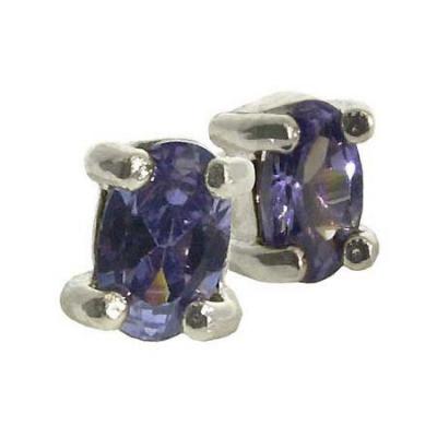 Sterling Silver 0.60ct Tanzanite CZ 5x3 Oval Stud Earrings