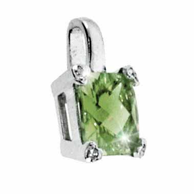 Sterling Silver Olive Green cubic zirconia and Simulated Diamond CZ Square Heart Pendant