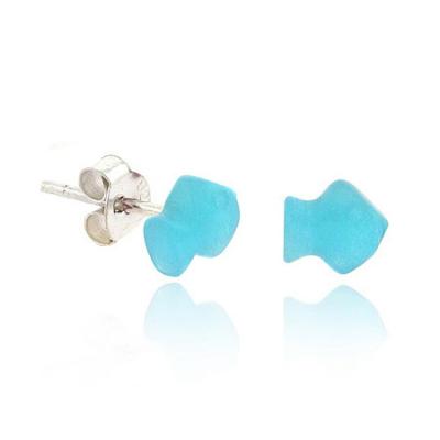 Sterling Silver Aqua Blue Arrow Childrens Stud Earrings