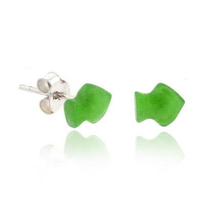 Sterling Silver Green Arrow Mini Stud Earrings