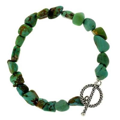 Sterling Silver Turquoise Nugget Toggle Bracelet