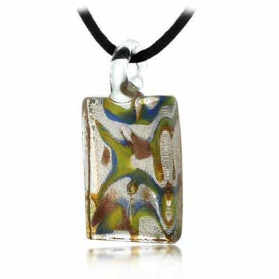 Murano Glass Swirl Design Silk Necklace