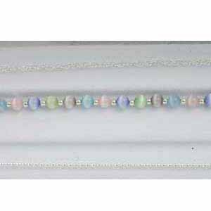 Sterling Silver and Multi Color Cats Eye Bracelet Silver Jewelry Set