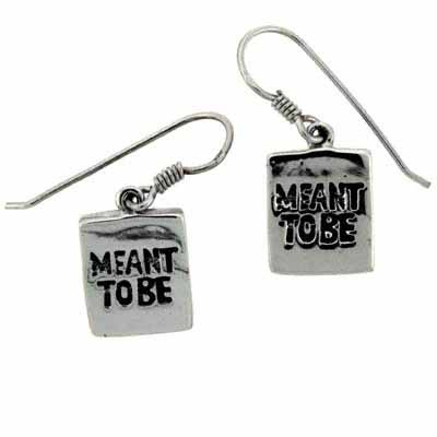 Sterling Silver 'Meant To Be' Square Dangle Earrings