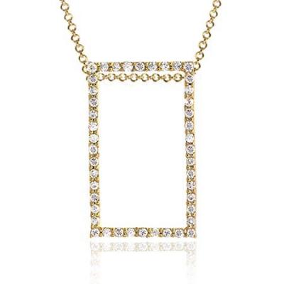 18K Gold over Sterling Silver CZ Rectangle Pendant