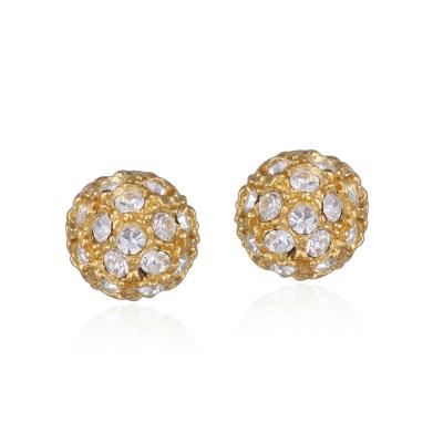 18K Gold over Sterling Silver CZ 8mm Ball Stud Earrings