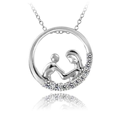 Sterling Silver CZ Mother & Baby Pendant