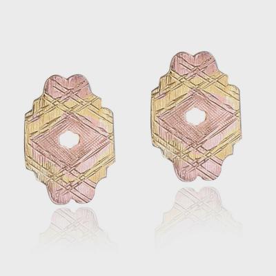 18K Gold over Sterling Silver Tri Color Vintage Earrings