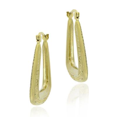 18K Gold Over Sterling Silver Greek Key Hoop Earrings