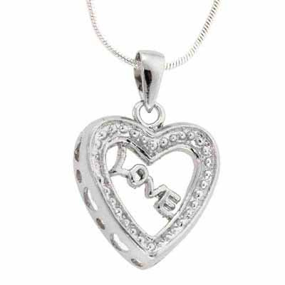 Sterling Silver Love Open Heart Filigree Pendant
