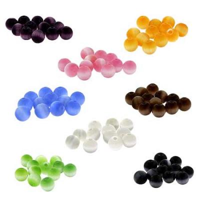 Lot of 96  Light Green, Brown, Pink, Royal Blue, Purple, White, Black, Orange Simulated Cats Eye 8mm Beads Wholesale