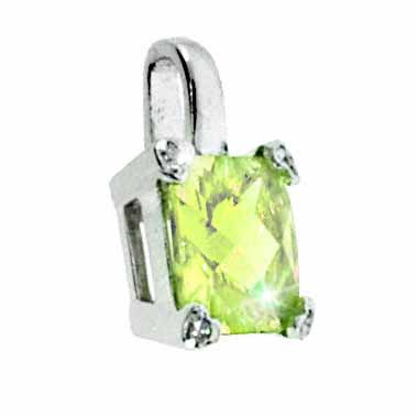Sterling Silver Light Green cubic zirconia and Simulated Diamond CZ Square Heart Pendant