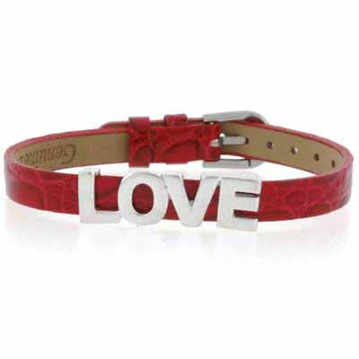 Sterling Silver Red Laether Love Bracelet