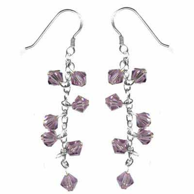 Sterling Silver Lavender Swarovski Elements Dangle Earrings