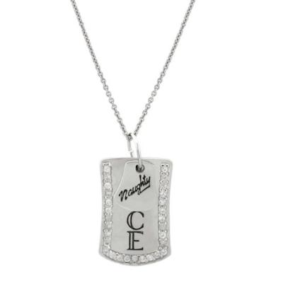 Sterling Silver 'Naughty & Nice' CZ Dog Tag Pendant