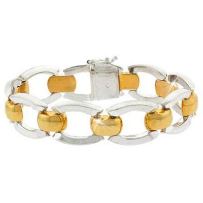 Sterling Silver Two Tone Thick Link Bracelet