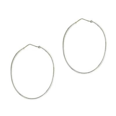 Sterling Silver Oval Large Hoop Earrings