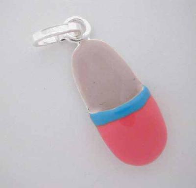.925 Silver Enamel House * SLIPPER CHARM *