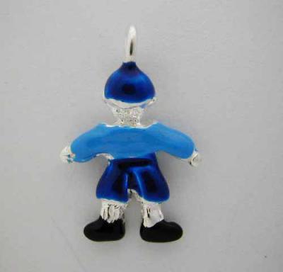 Silver Enamel Blue Baseball Kid BOY CHARM