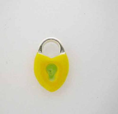 Silver Enamel Yellow * LOCK CHARM * Key CUTE