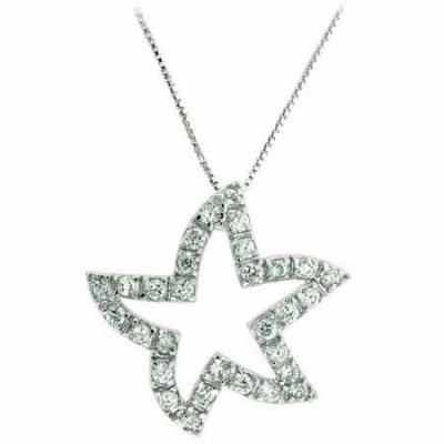 Sterling Silver Celebrity Simulated Diamond CZ Star Pendant