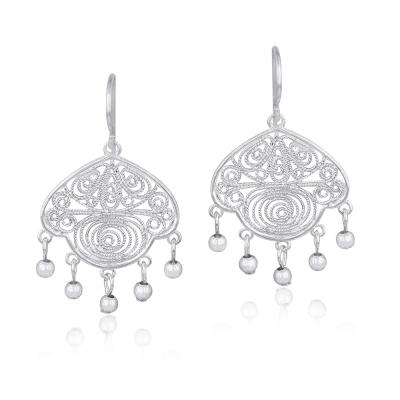 Sterling Silver Vintage Filigree Chandelier Earrings