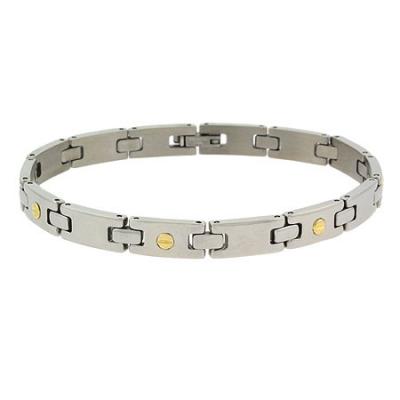 Genuine 18K Gold Link Screws Stainless Steel Thin Bracelet